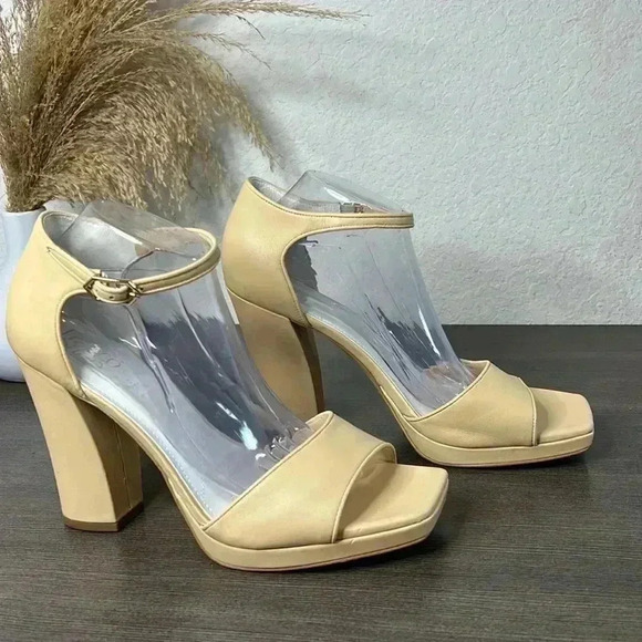 Franco Sarto Women Dima Heeled Sandals Size 11M Beige Leather Ankle Strap - Picture 8 of 15
